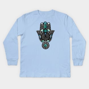 Hamsa blue hand Kids Long Sleeve T-Shirt